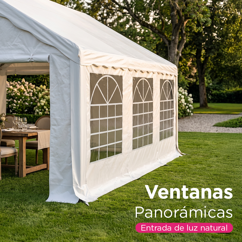 Toldo Armable Dakota de Uso Rudo 5x6m Blanco con Paredes