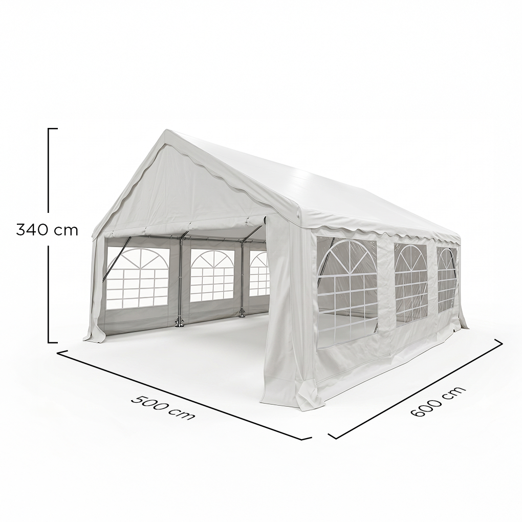 Toldo Armable Dakota de Uso Rudo 5x6m Blanco con Paredes