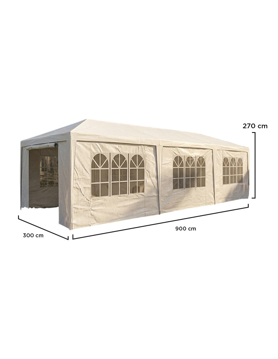 Toldo Carpa Armable para Eventos Vanlig 9x3 Metros - Impermeable con Protección UV y Paredes con Ventana