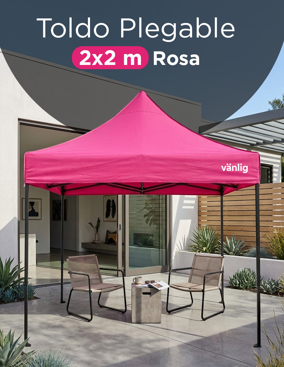 Toldo Carpa Plegable 2x2 m Rosa Vänlig - Carpa de Jardín Impermeable con Protección UV