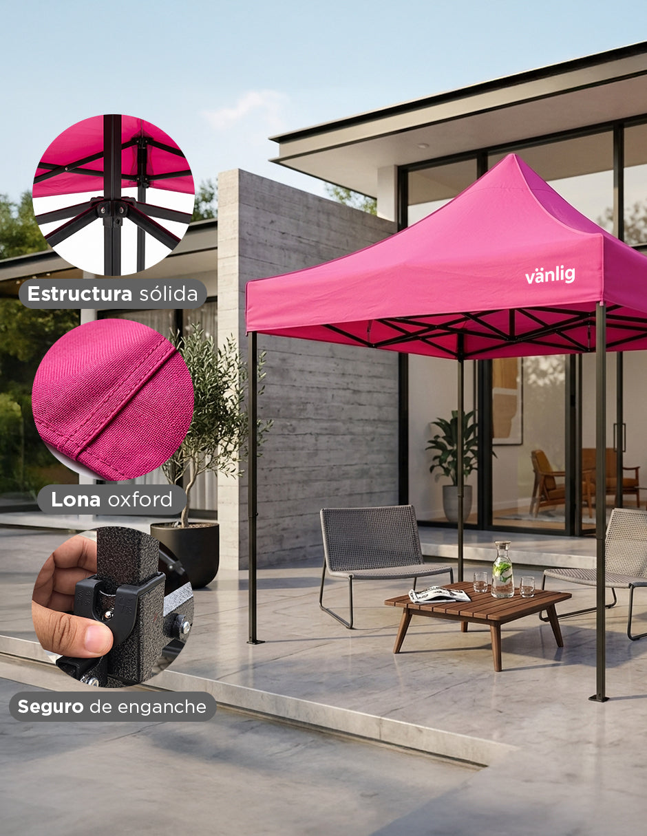 Toldo Carpa Plegable 2x2 m Rosa Vänlig - Carpa de Jardín Impermeable con Protección UV