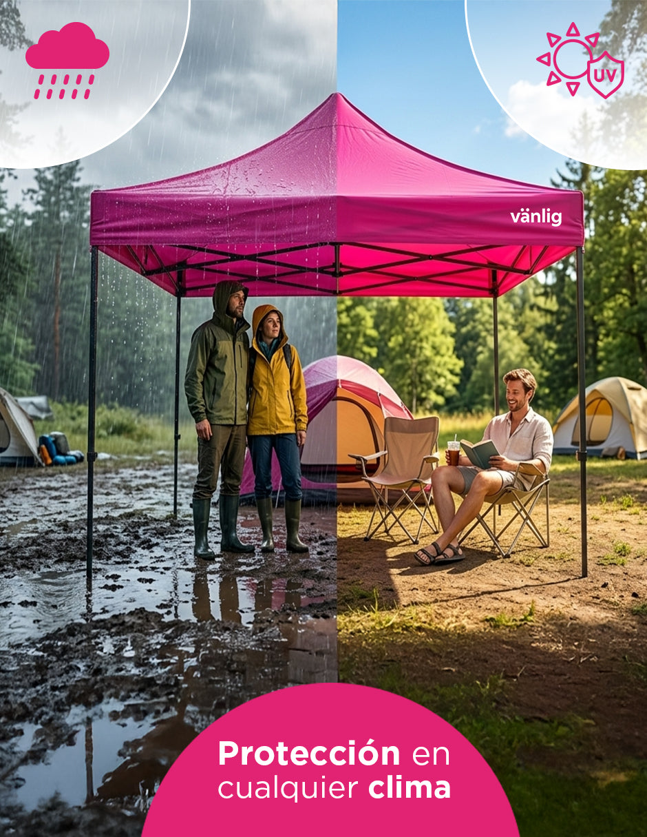 Toldo Carpa Plegable 2x2 m Rosa Vänlig - Carpa de Jardín Impermeable con Protección UV