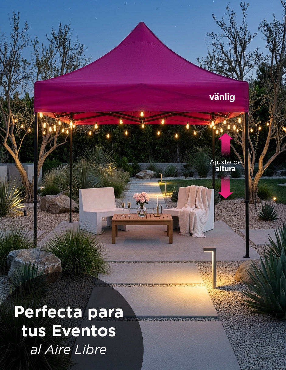 Toldo Carpa Plegable 2x2 m Rosa Vänlig - Carpa de Jardín Impermeable con Protección UV