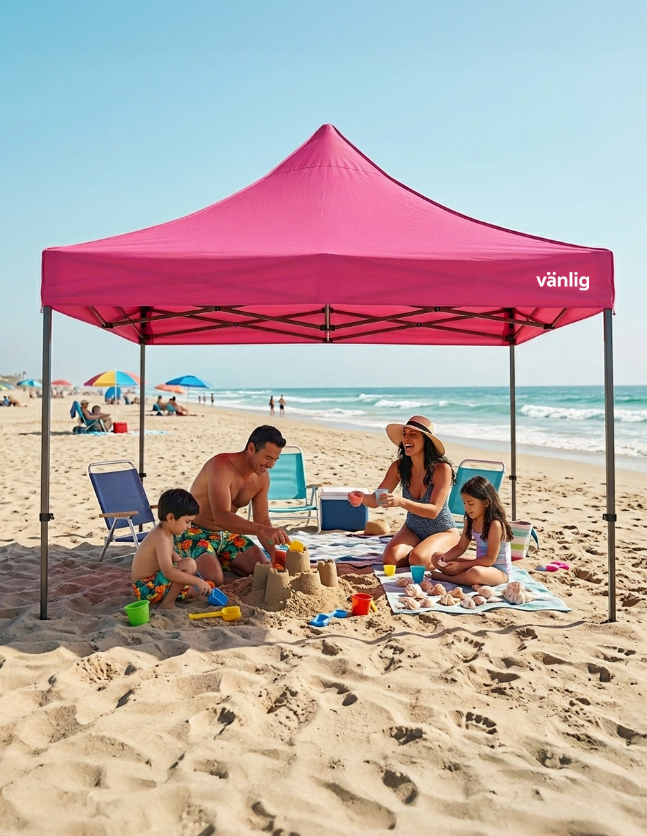 Toldo Carpa Plegable 3x3 m Rosa Vänlig - Carpa Impermeable Reforzada con Protección UV