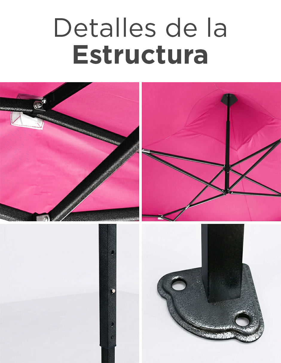 Toldo Carpa Plegable 3x3 m Rosa Vänlig - Carpa Impermeable Reforzada con Protección UV