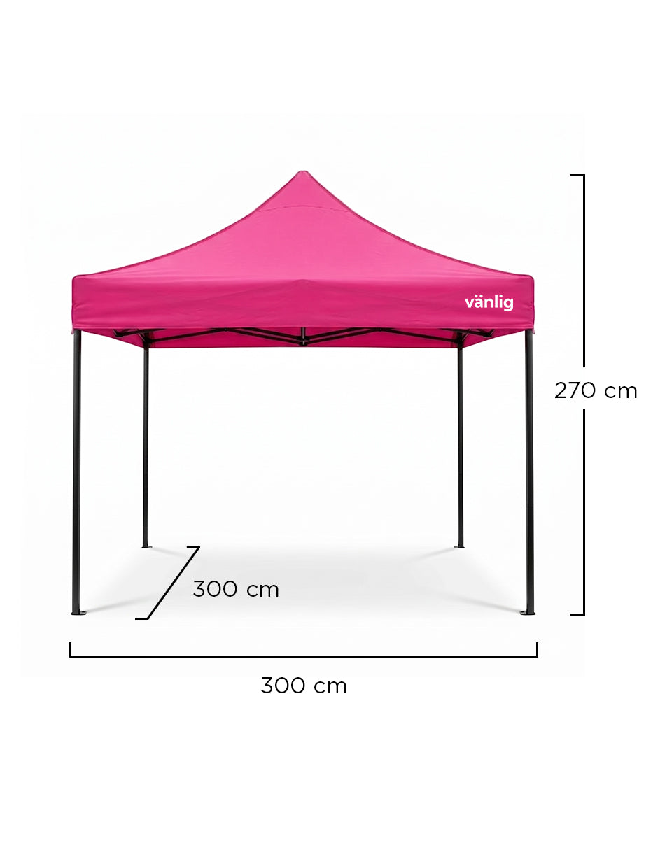 Toldo Carpa Plegable 3x3 m Rosa Vänlig - Carpa Impermeable Reforzada con Protección UV