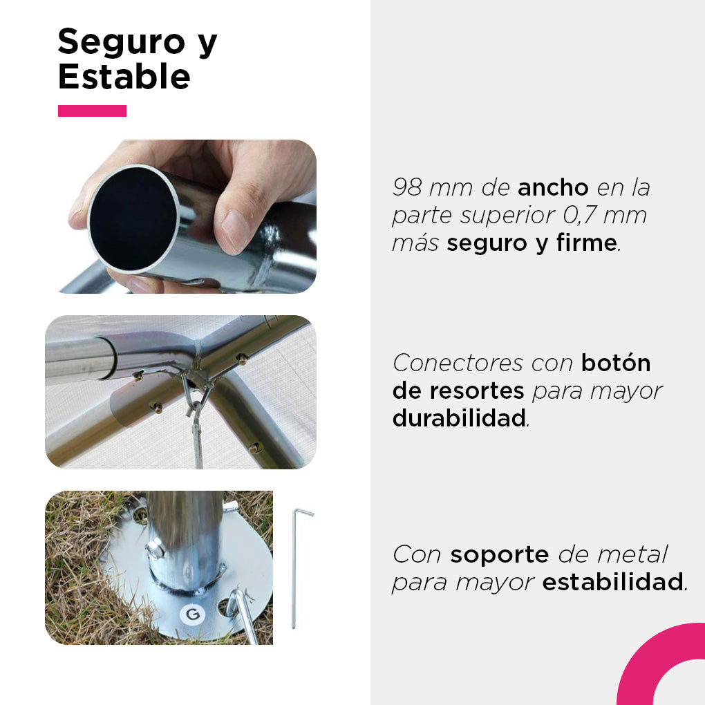 Toldo Carpa de Uso Rudo 6x3m Blanco con Uniones Metálicas, Estructura de Acero y 6 Bases de Apoyo