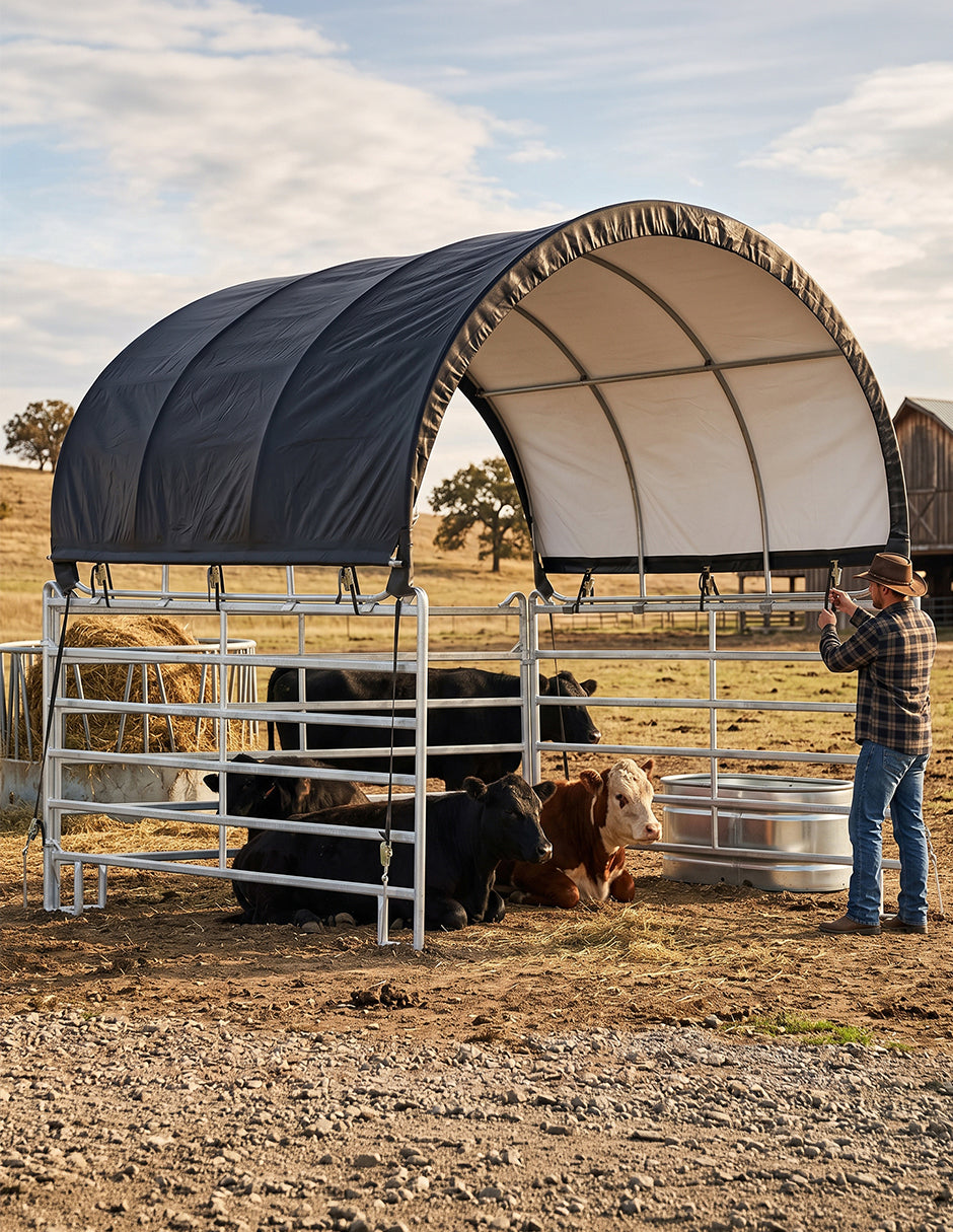 Toldo Ecuestre Texas Tipo Túnel 3.6x 3.6 m Verde para Caballerizas y Ganado