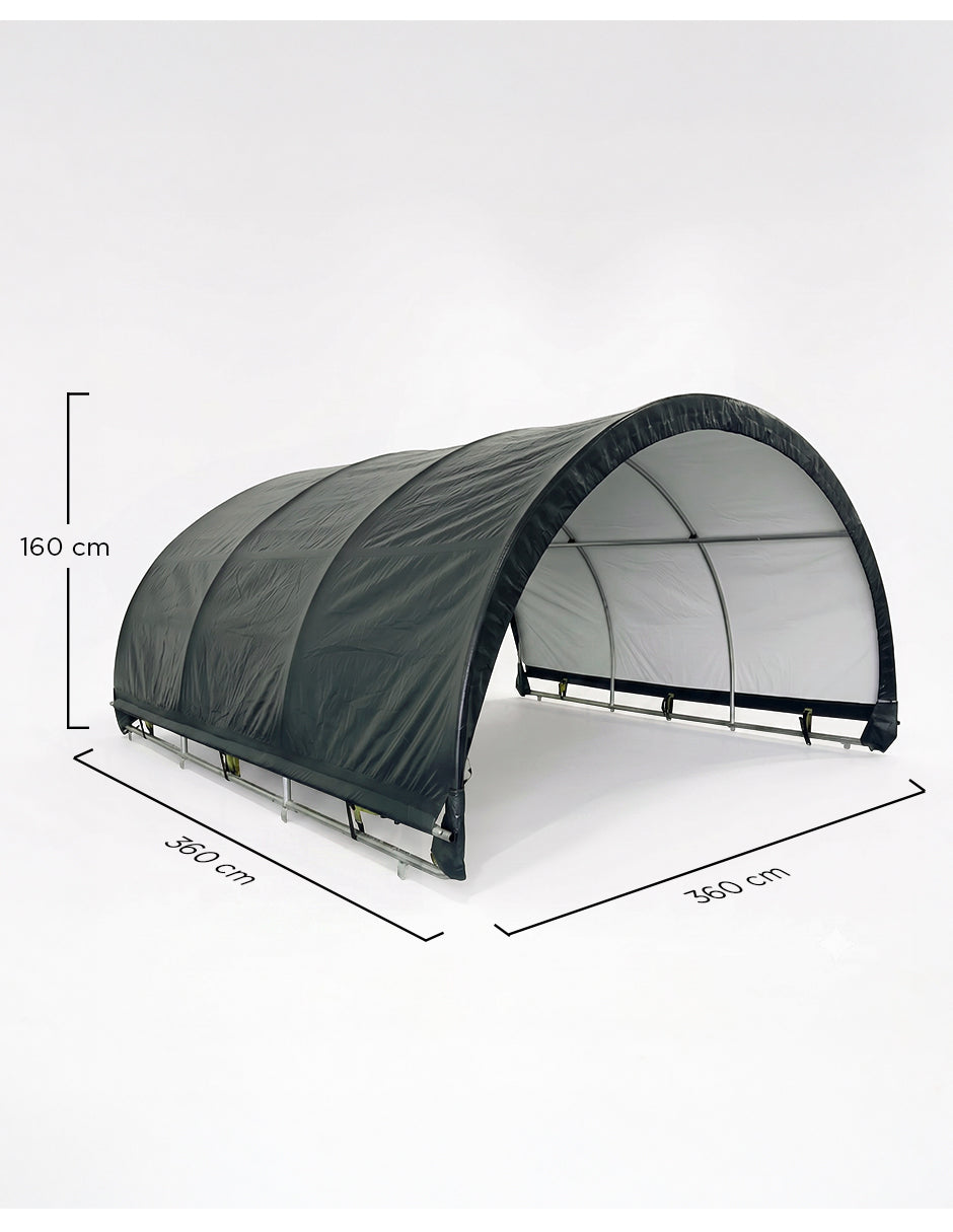Toldo Ecuestre Texas Tipo Túnel 3.6x 3.6 m Verde para Caballerizas y Ganado