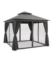 Toldo Exterior Oregón 3.6 x 3m Gris con Cortinas, Malla Anti-Insectos y Doble Ventila