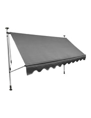 Toldo Marquesina Retráctil Maine Gris 3 x1 .5m de Manivela con Altura Ajustable