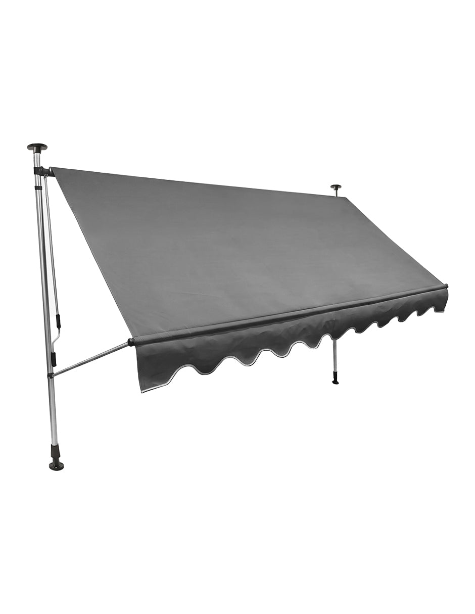 Toldo Marquesina Retráctil Maine Gris 3 x1 .5m de Manivela con Altura Ajustable