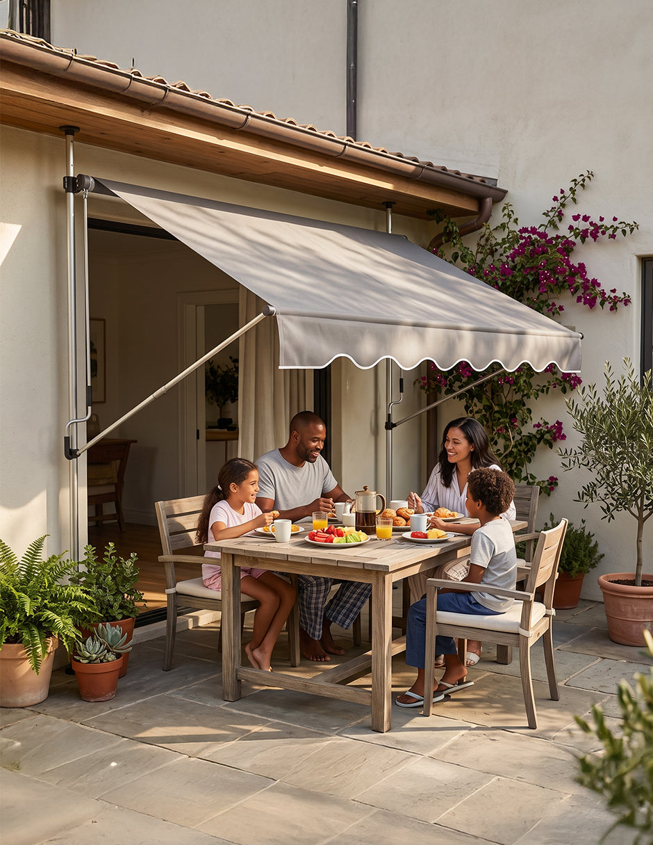 Toldo Marquesina Retráctil Misuri Gris 2x1.5m de Manivela con Altura Ajustable