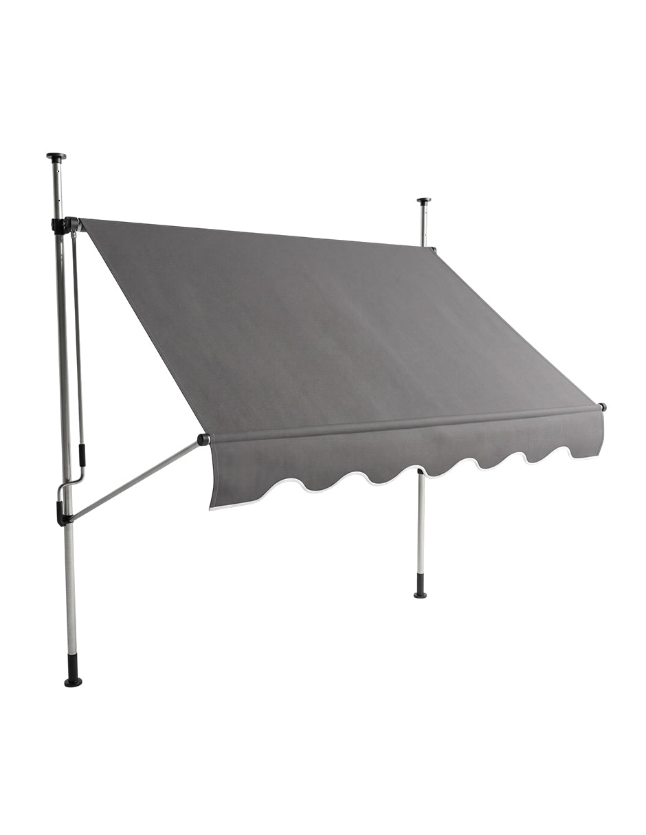 Toldo Marquesina Retráctil Misuri Gris 2x1.5m de Manivela con Altura Ajustable