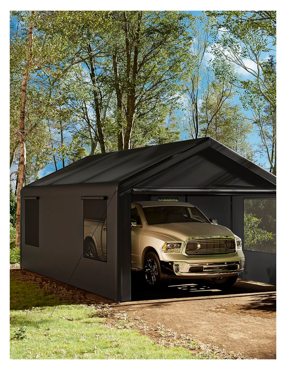 Toldo Para Auto con Paredes 6x3 Mt Gris Obscuro