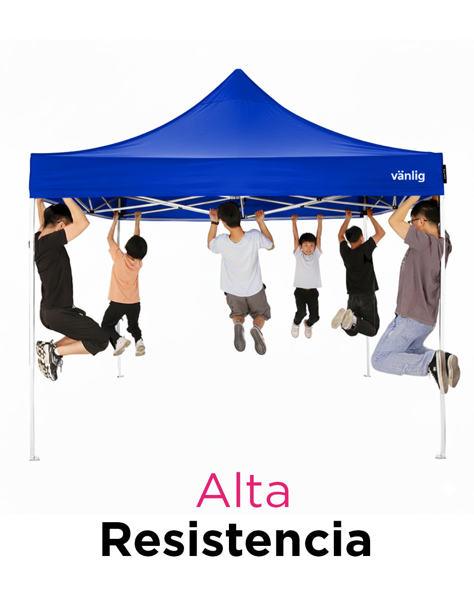 Toldo Plegable Reforzado 3x3 m Americano Azul Vänlig - Carpa Reforzada Impermeable con Filtro UV