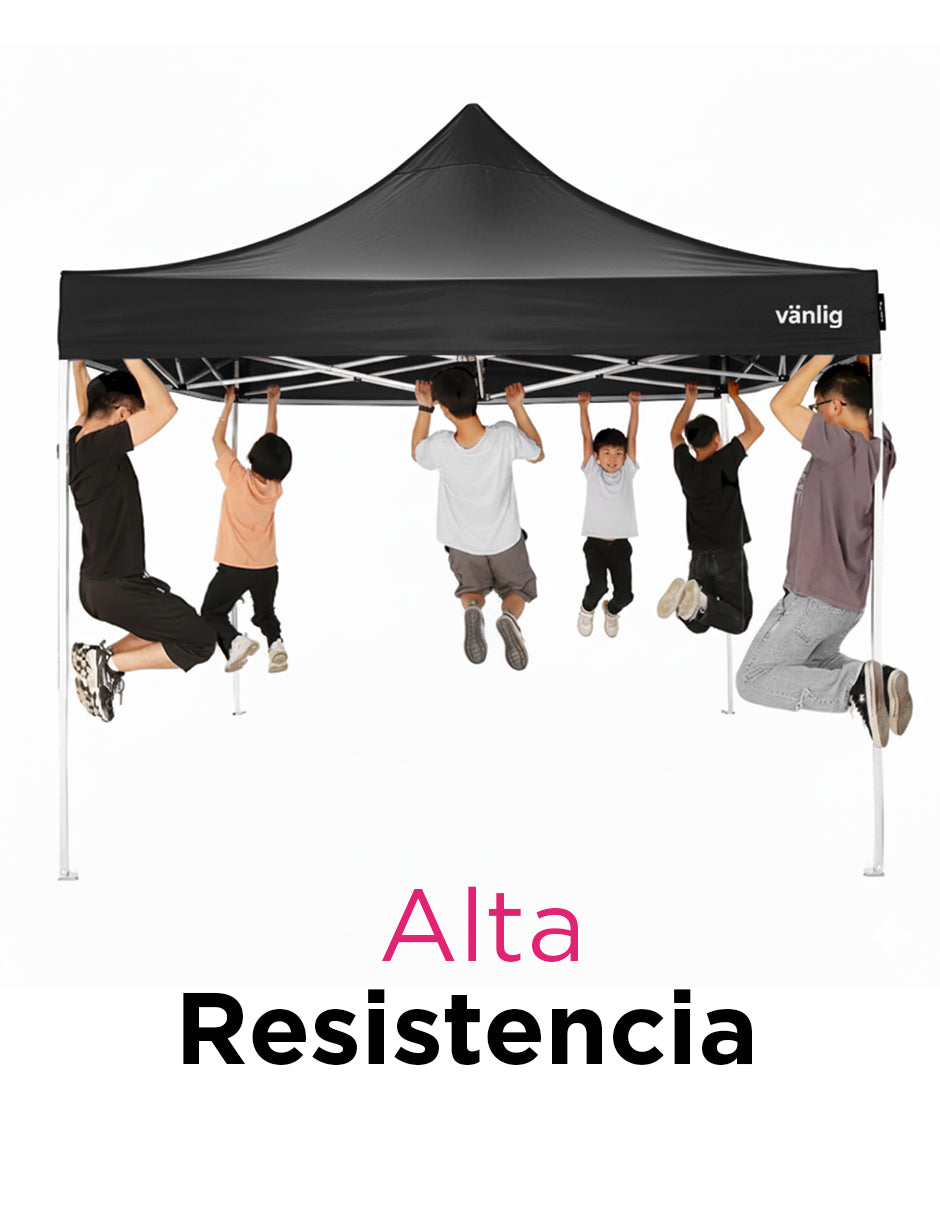 Toldo Plegable Reforzado 3x3 m Americano Negro Vänlig - Carpa Reforzada Impermeable con Filtro UV
