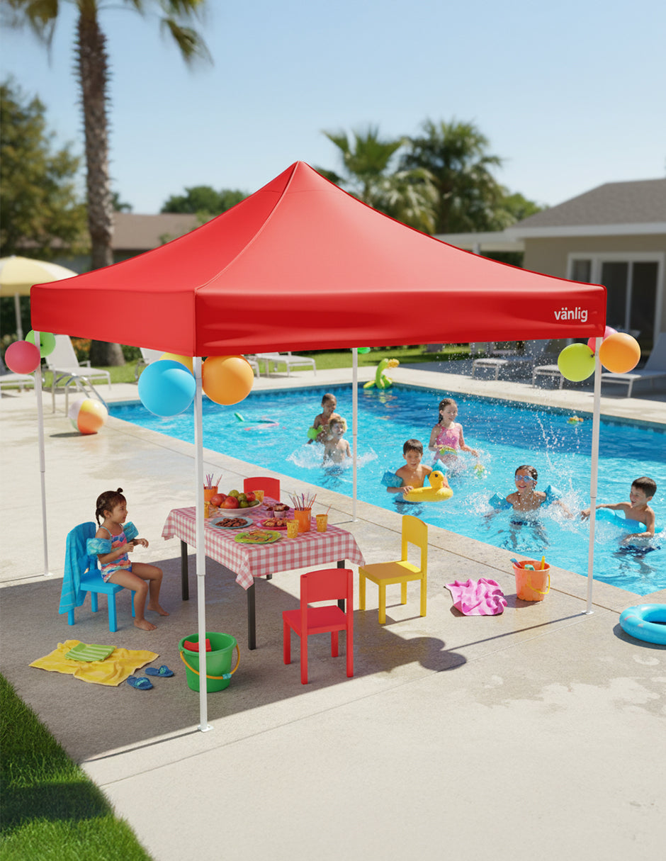 Toldo Plegable Reforzado 3x3 m Americano Rojo Vänlig - Carpa Reforzada Impermeable con Filtro UV