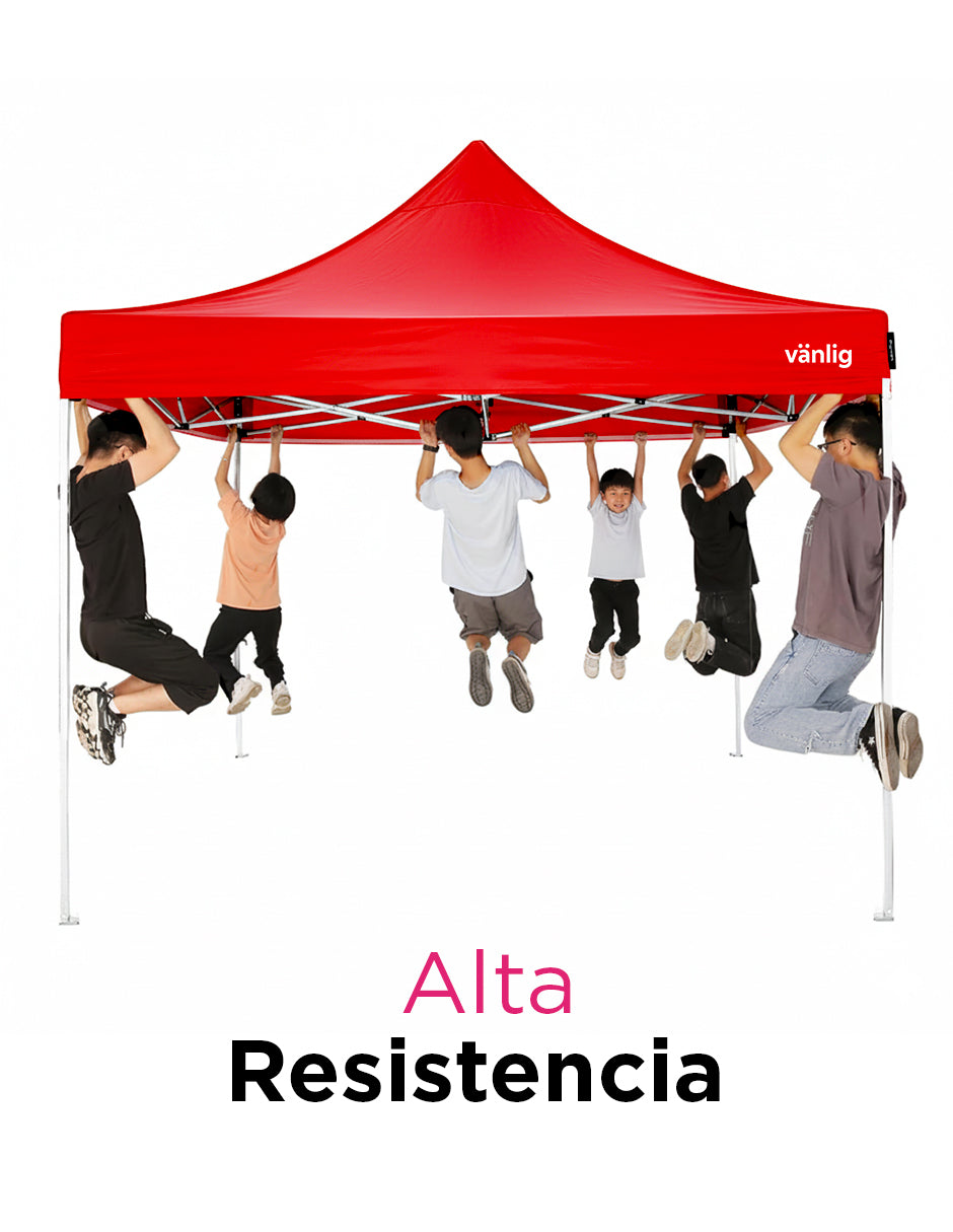 Toldo Plegable Reforzado 3x3 m Americano Rojo Vänlig - Carpa Reforzada Impermeable con Filtro UV