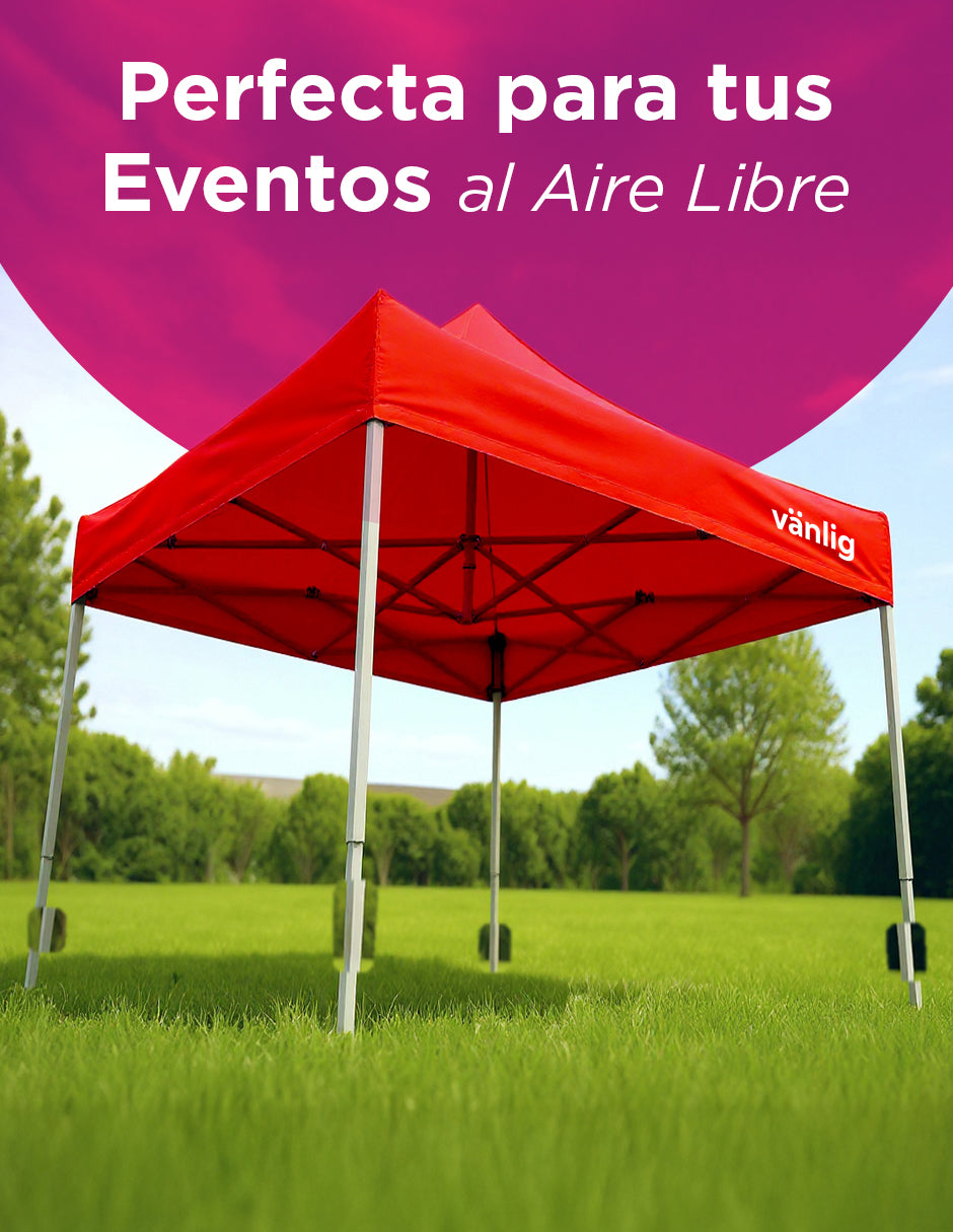 Toldo Plegable Reforzado 3x3 m Americano Rojo Vänlig - Carpa Reforzada Impermeable con Filtro UV