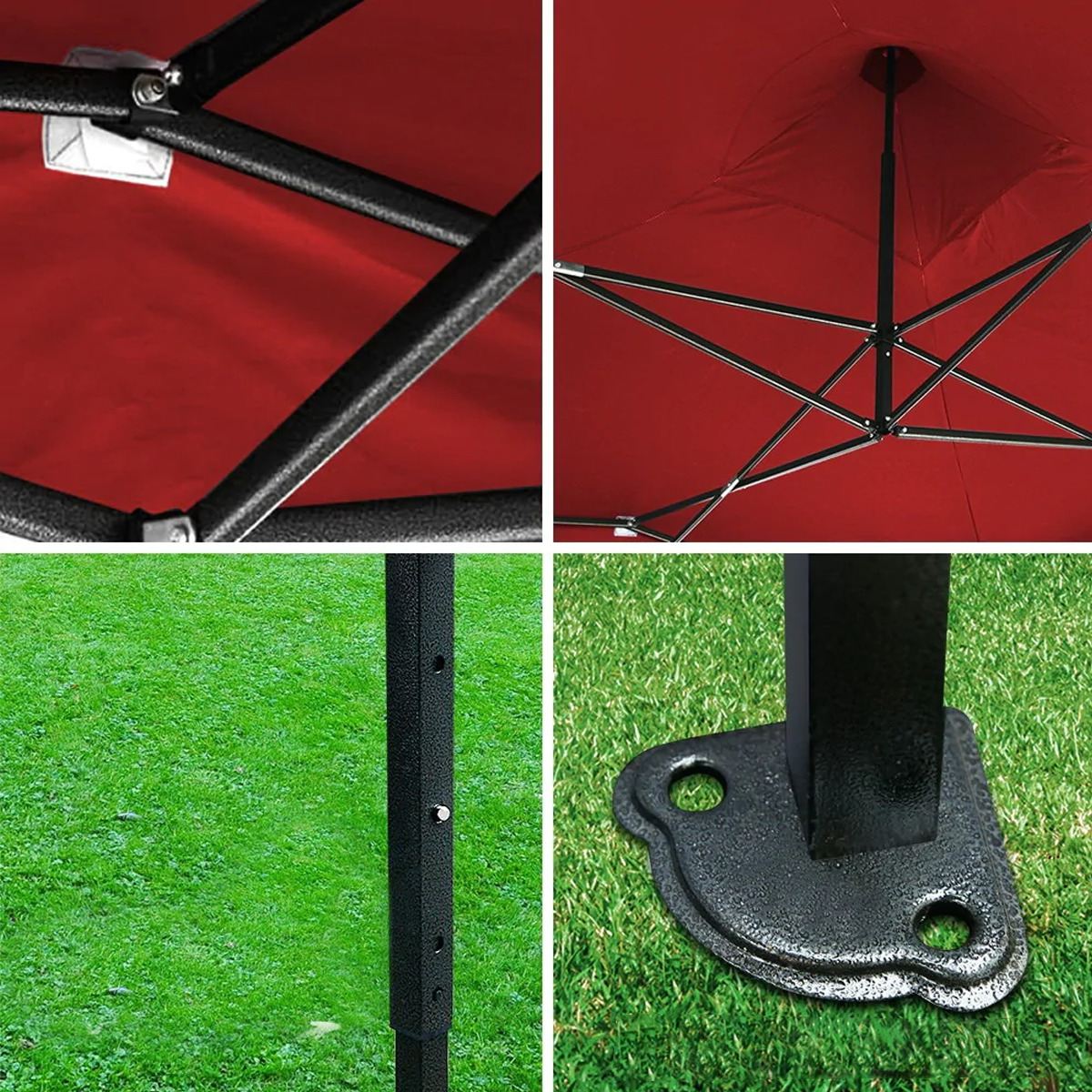 Toldo Plegable Vanlig 2x2m Rojo: Estructura de Acero Reforzado y Lona Impermeable