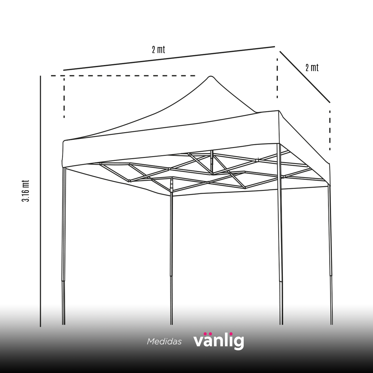Toldo Plegable Vanlig 2x2m Rojo: Estructura de Acero Reforzado y Lona Impermeable