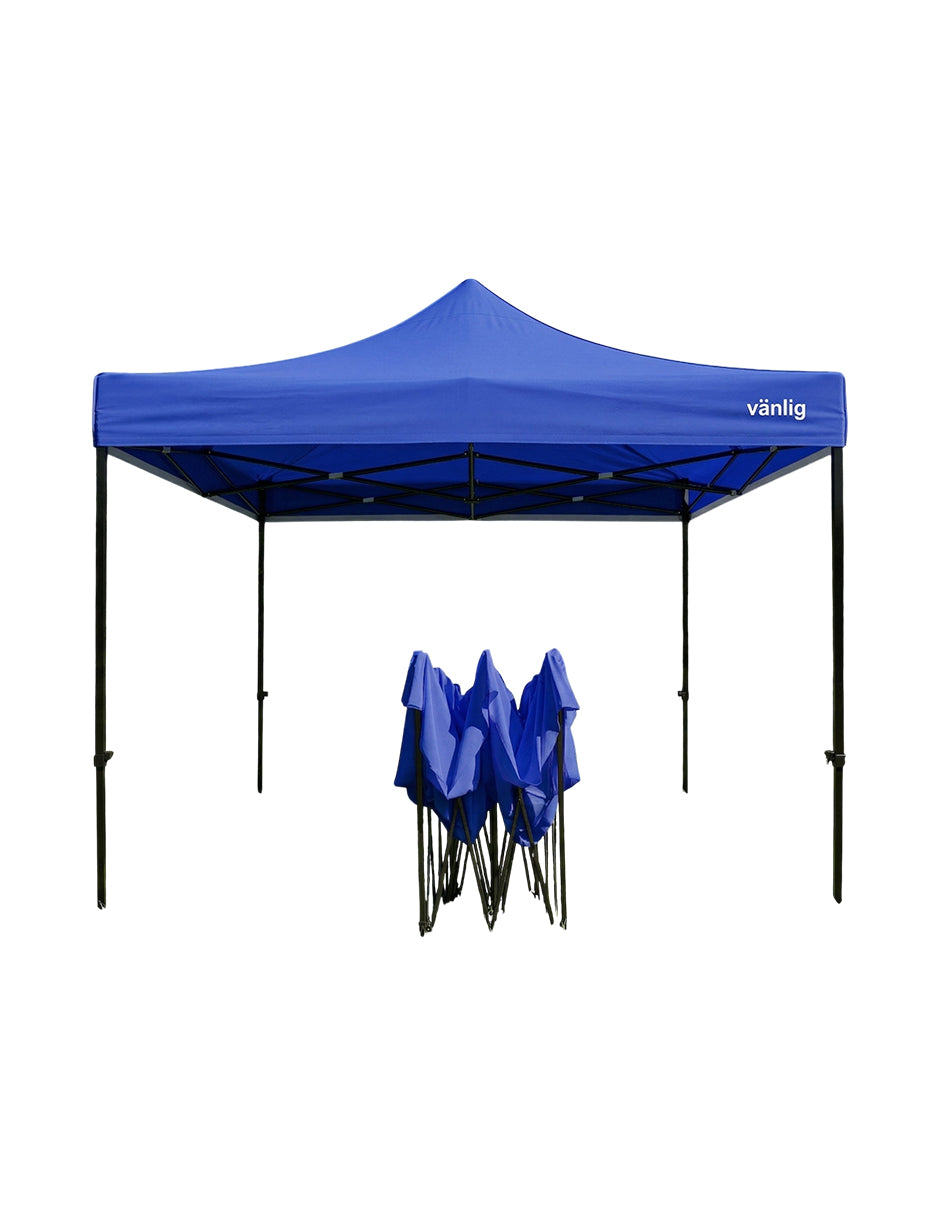 Toldo Plegable Vanlig 3x3m Azul: Estructura de Acero Reforzado y Lona Oxford 420D de Alta Densidad