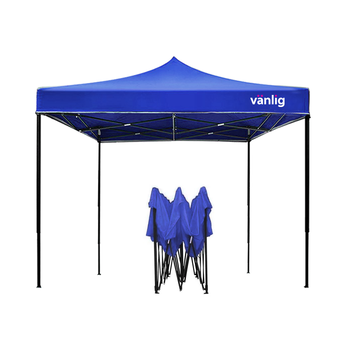 Toldo Plegable Vanlig 3x3m Azul: Estructura de Acero Reforzado y Lona Oxford 420D de Alta Densidad