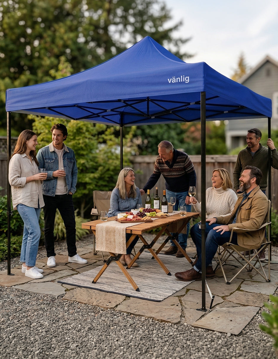 Toldo Plegable Vanlig 3x3m Azul: Estructura de Acero Reforzado y Lona Oxford 420D de Alta Densidad