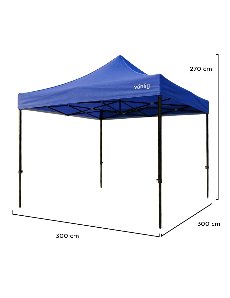 Toldo Plegable Vanlig 3x3m Azul: Estructura de Acero Reforzado y Lona Oxford 420D de Alta Densidad