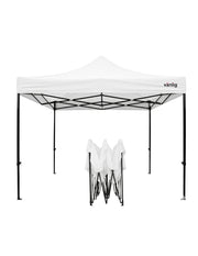 Toldo Plegable Vanlig 3x3m Blanco: Estructura de Acero Reforzado y Lona Oxford 420D de Alta Densidad