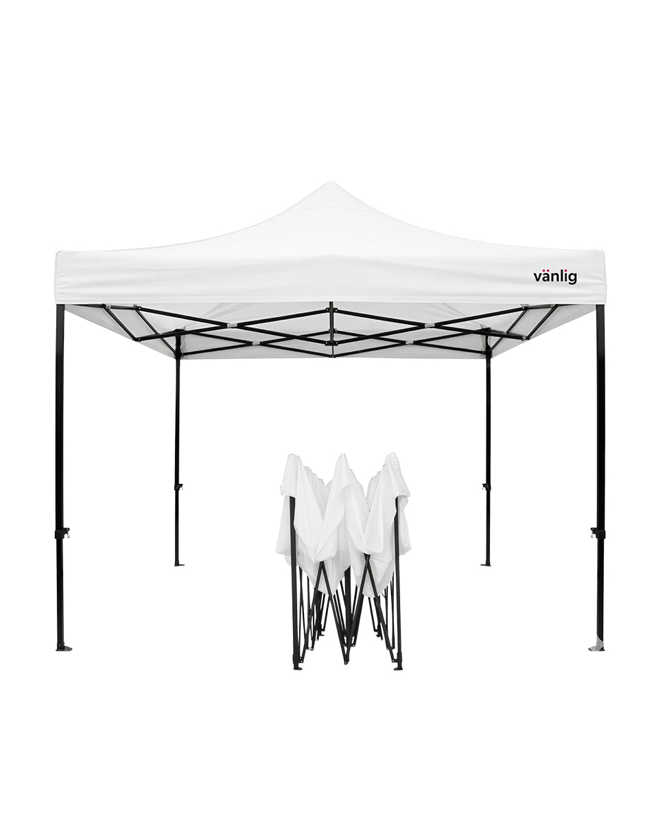 Toldo Plegable Vanlig 3x3m Blanco: Estructura de Acero Reforzado y Lona Oxford 420D de Alta Densidad