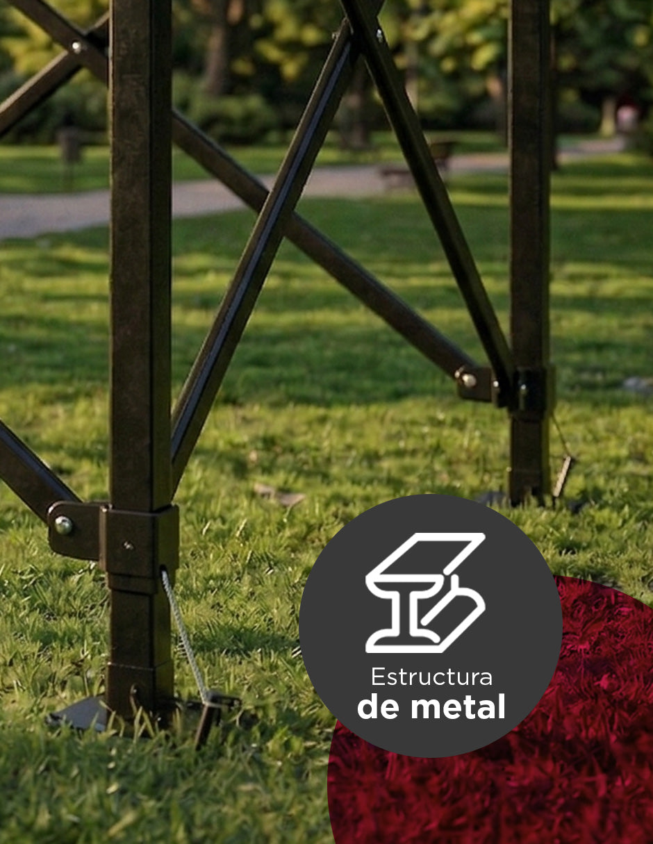 Toldo Plegable Vanlig 3x3m Blanco: Estructura de Acero Reforzado y Lona Oxford 420D de Alta Densidad