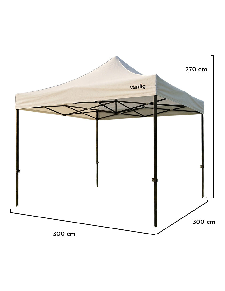 Toldo Plegable Vanlig 3x3m Blanco: Estructura de Acero Reforzado y Lona Oxford 420D de Alta Densidad