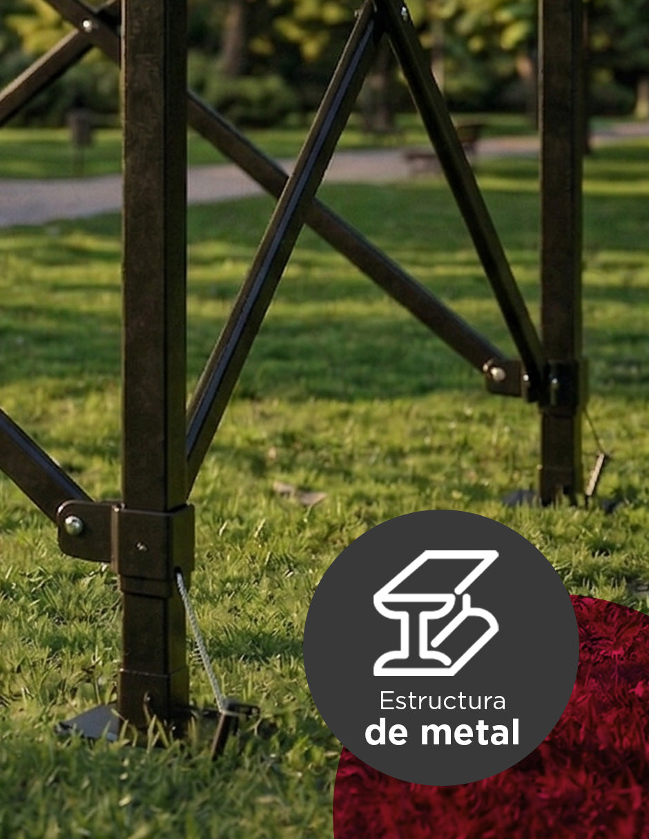 Toldo Plegable Vanlig 3x3m Negro: Estructura de Acero Reforzado y Lona Oxford 420D de Alta Densidad