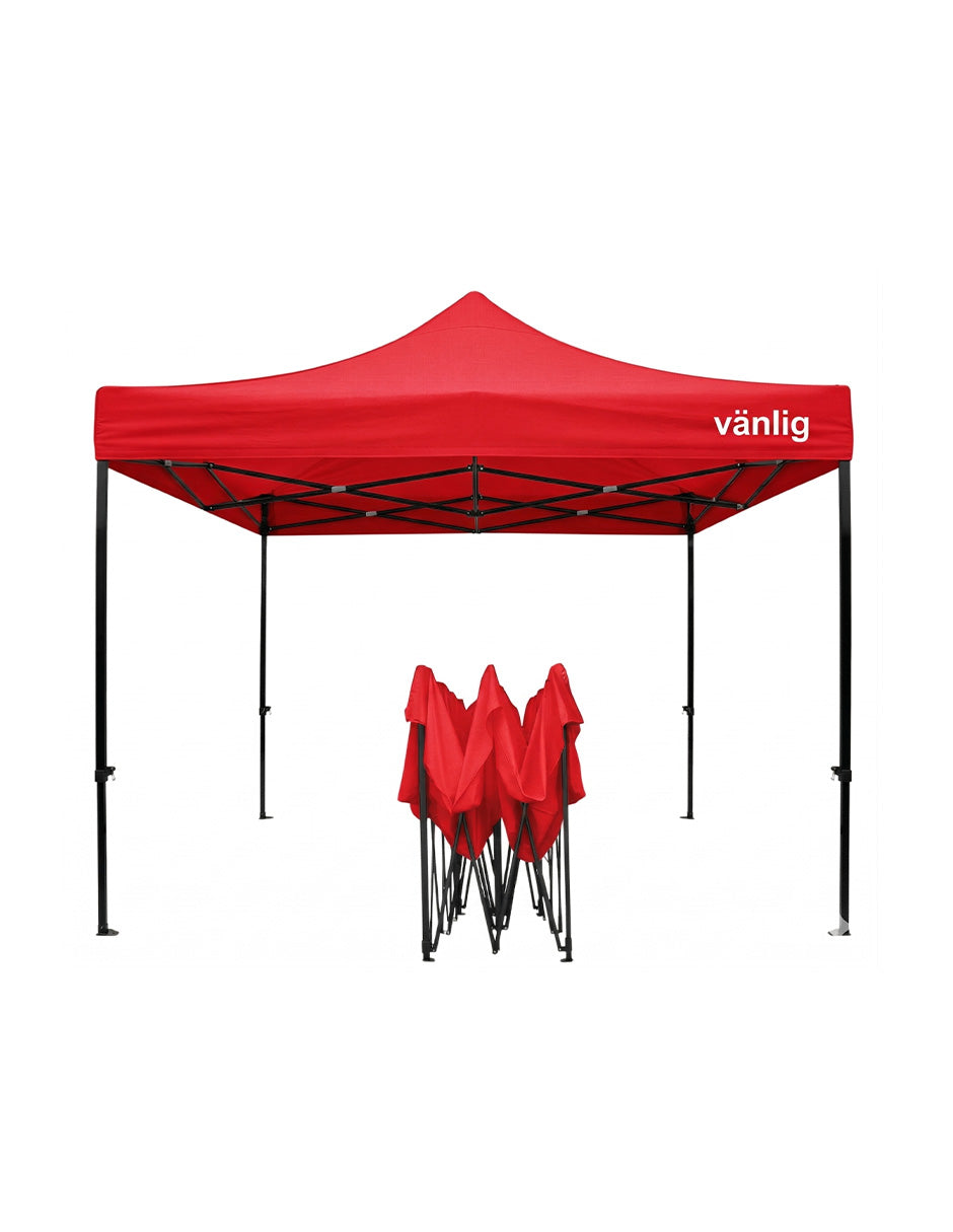 Toldo Plegable Vanlig 3x3m Rojo: Estructura de Acero Reforzado y Lona Oxford 420D de Alta Densidad