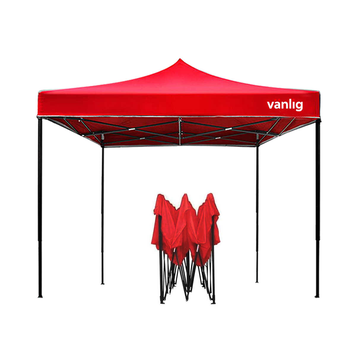 Toldo Plegable Vanlig 3x3m Rojo: Estructura de Acero Reforzado y Lona Oxford 420D de Alta Densidad