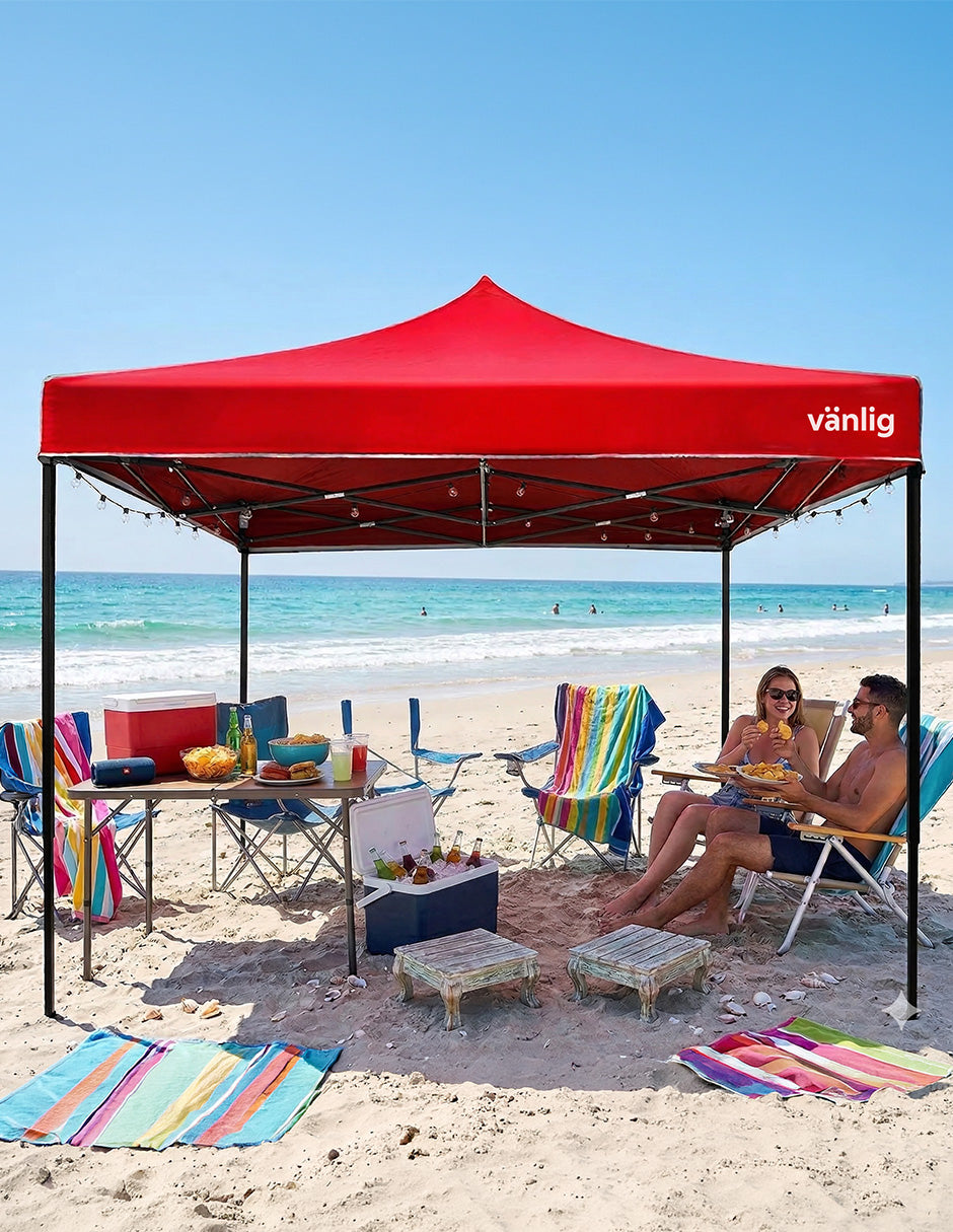 Toldo Plegable Vanlig 3x3m Rojo: Estructura de Acero Reforzado y Lona Oxford 420D de Alta Densidad