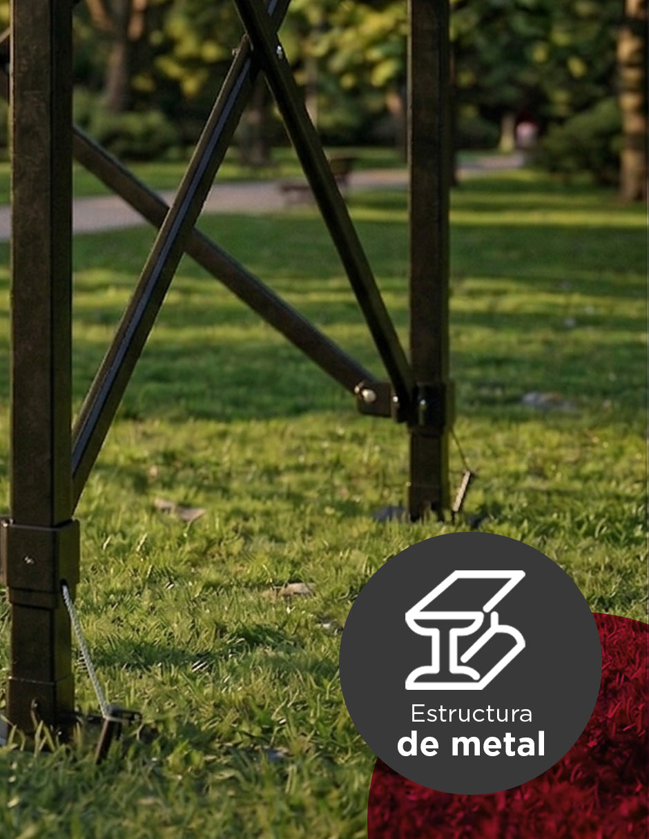 Toldo Plegable Vanlig 3x3m Rojo: Estructura de Acero Reforzado y Lona Oxford 420D de Alta Densidad