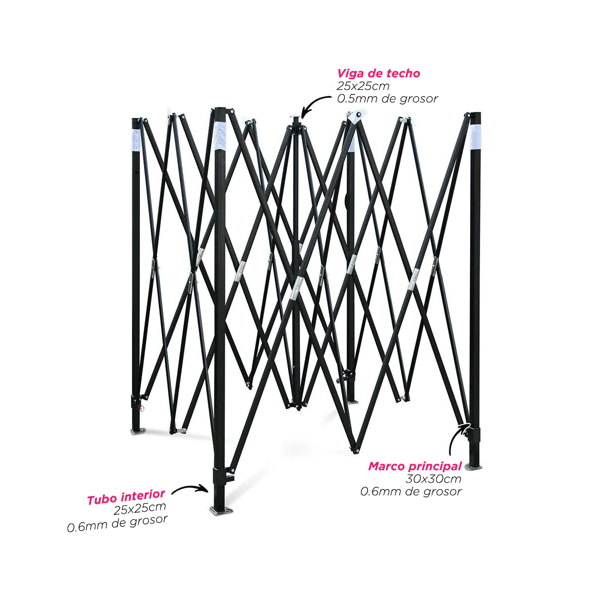 Toldo Plegable Vanlig 3x3m Rojo: Estructura de Acero Reforzado y Lona Oxford 420D de Alta Densidad
