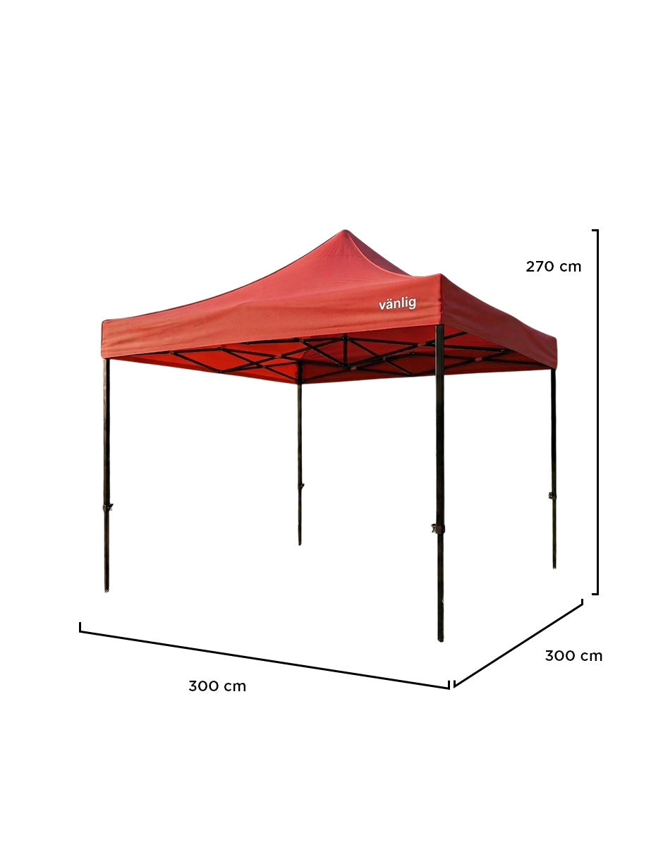 Toldo Plegable Vanlig 3x3m Rojo: Estructura de Acero Reforzado y Lona Oxford 420D de Alta Densidad