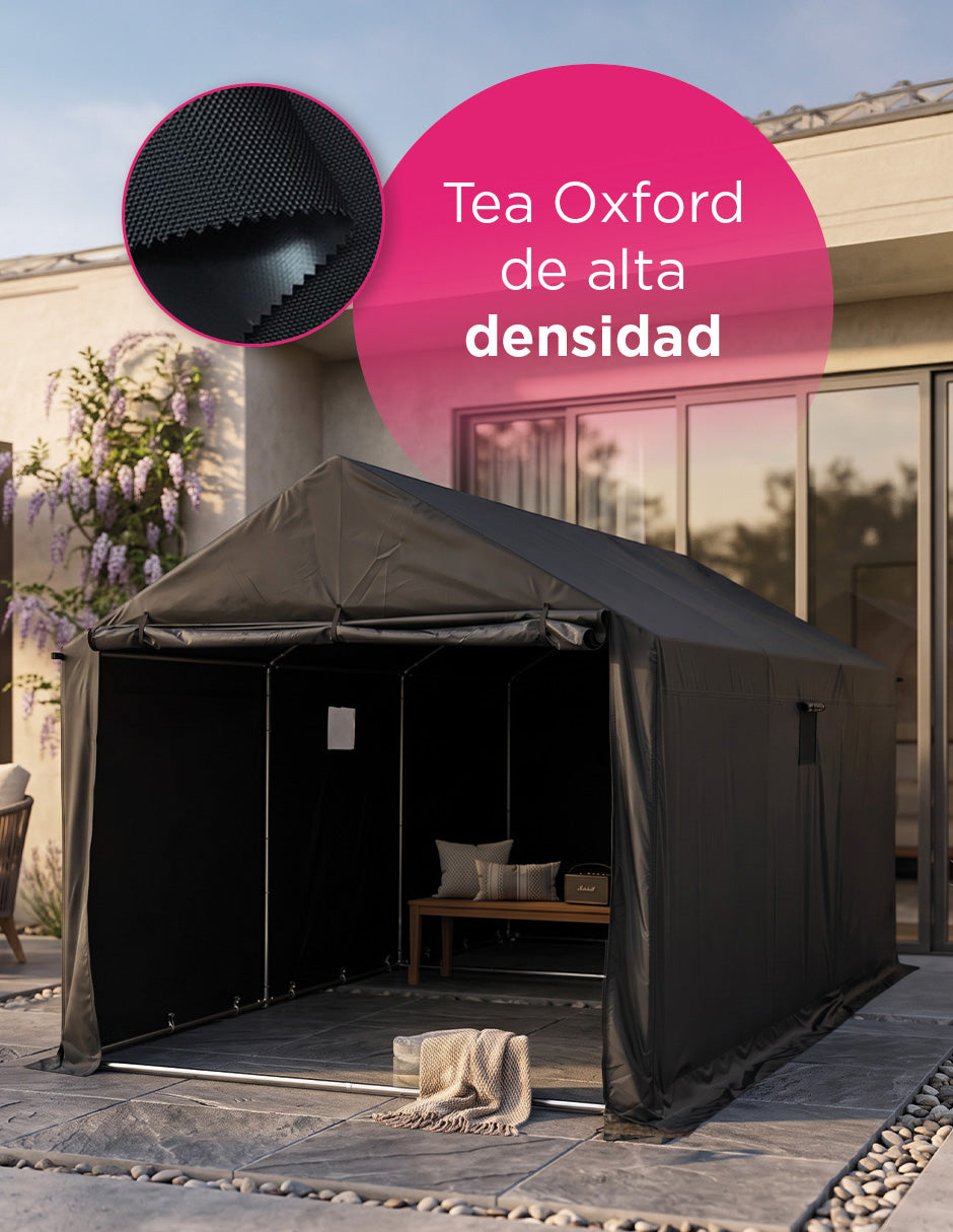 Toldo Tipo Garaje Indiana Negro 2.1 x 2.1 m Multiusos Impermeable con Paredes