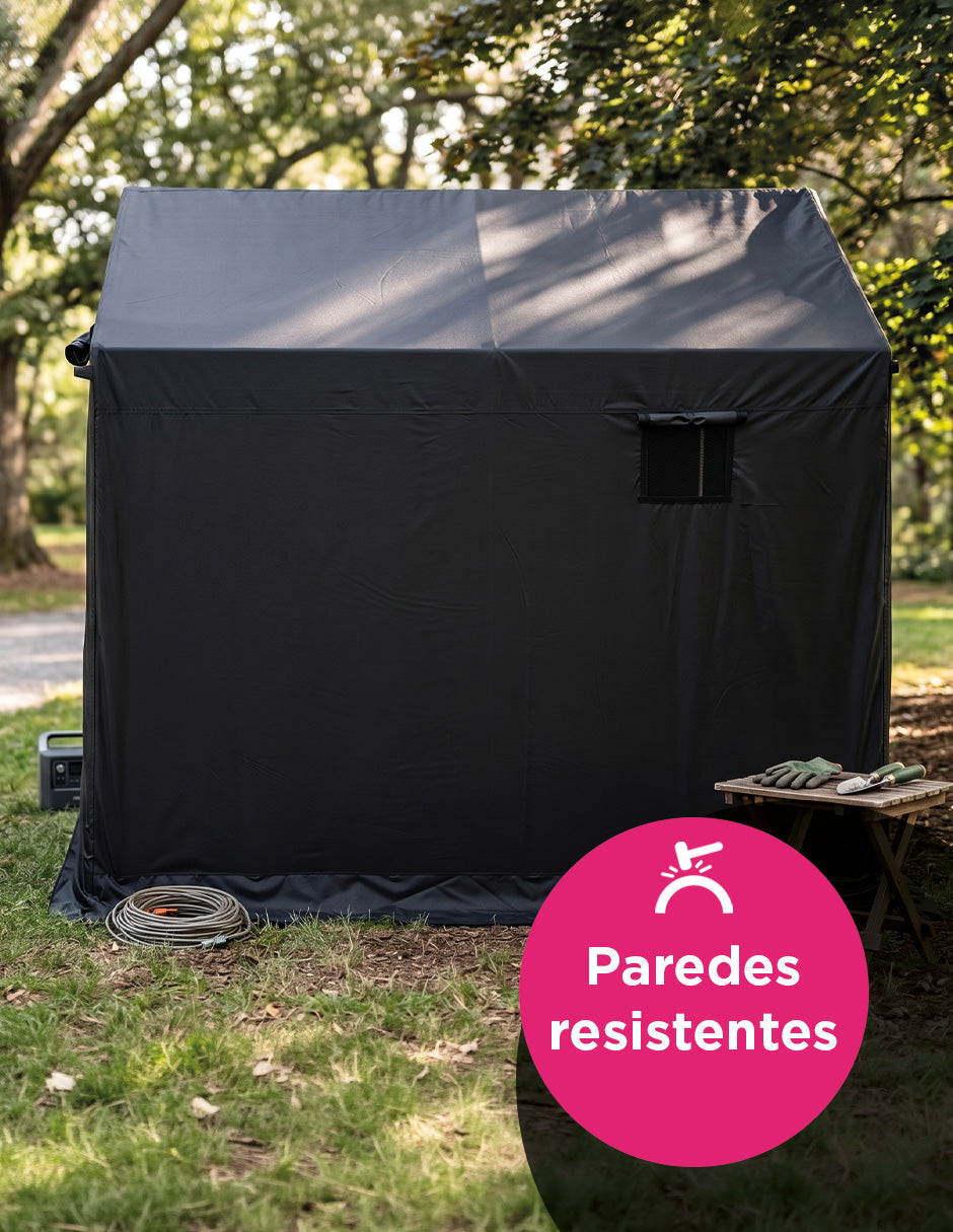 Toldo Tipo Garaje Indiana Negro 2.1 x 2.1 m Multiusos Impermeable con Paredes