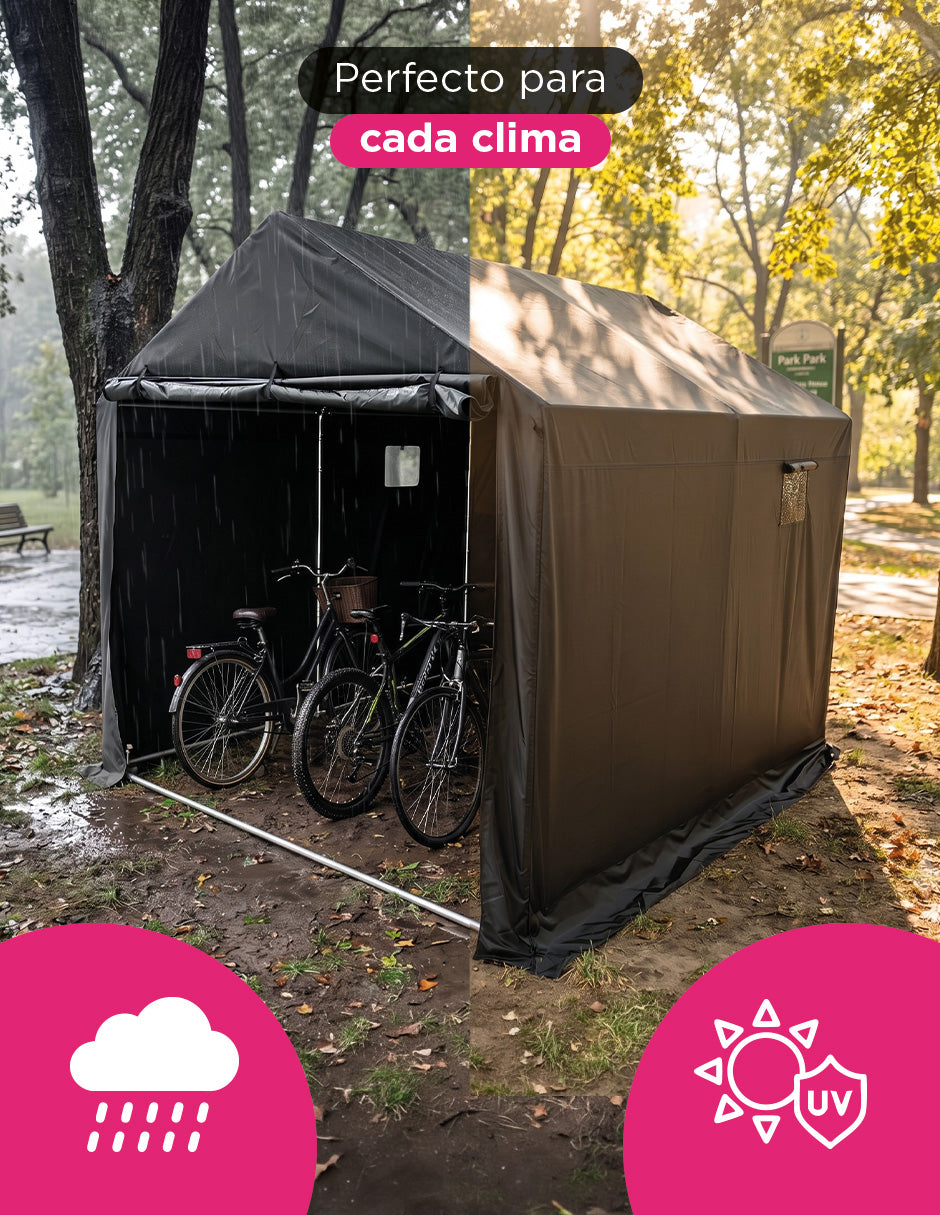 Toldo Tipo Garaje Indiana Negro 2.1 x 2.1 m Multiusos Impermeable con Paredes