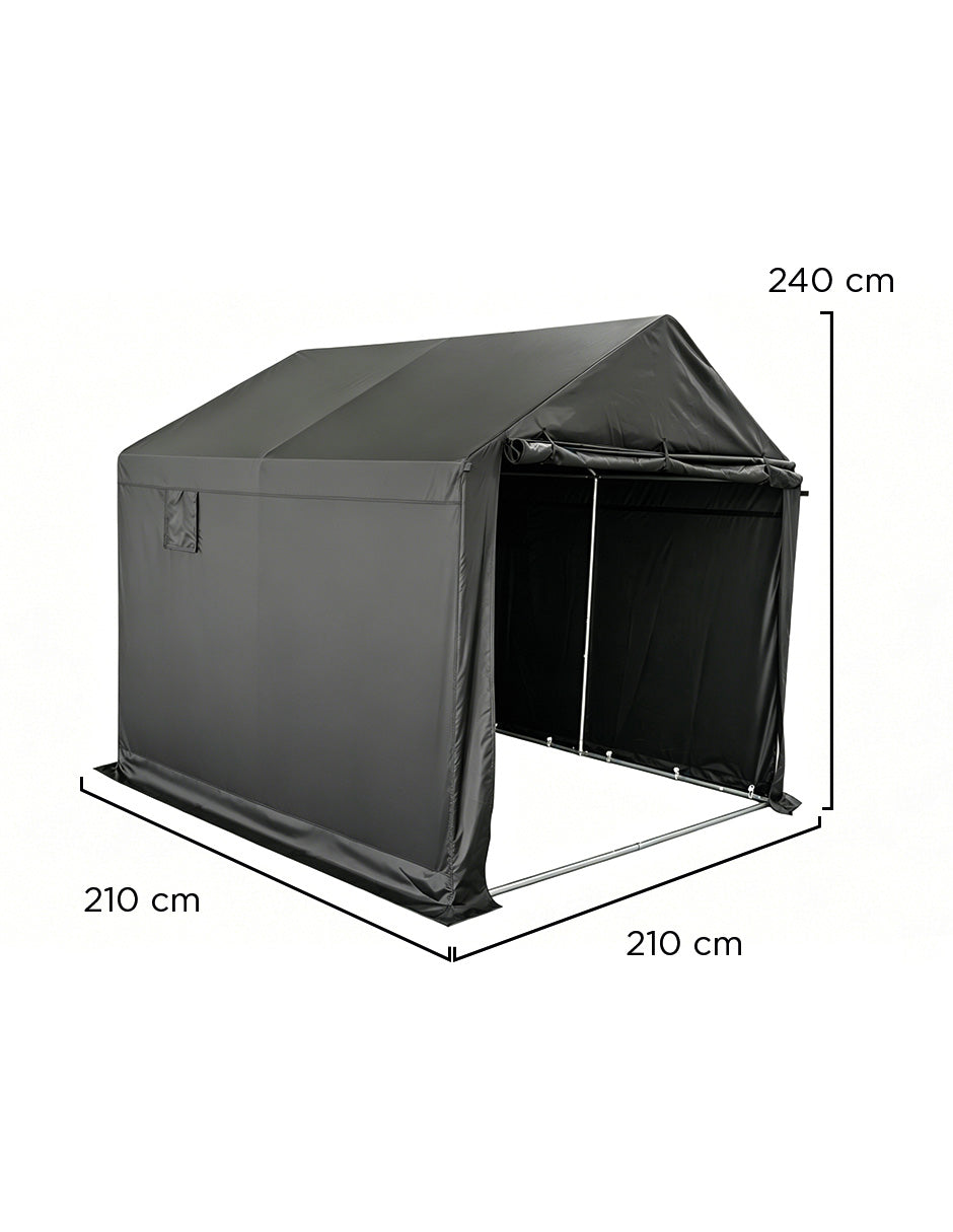 Toldo Tipo Garaje Indiana Negro 2.1 x 2.1 m Multiusos Impermeable con Paredes