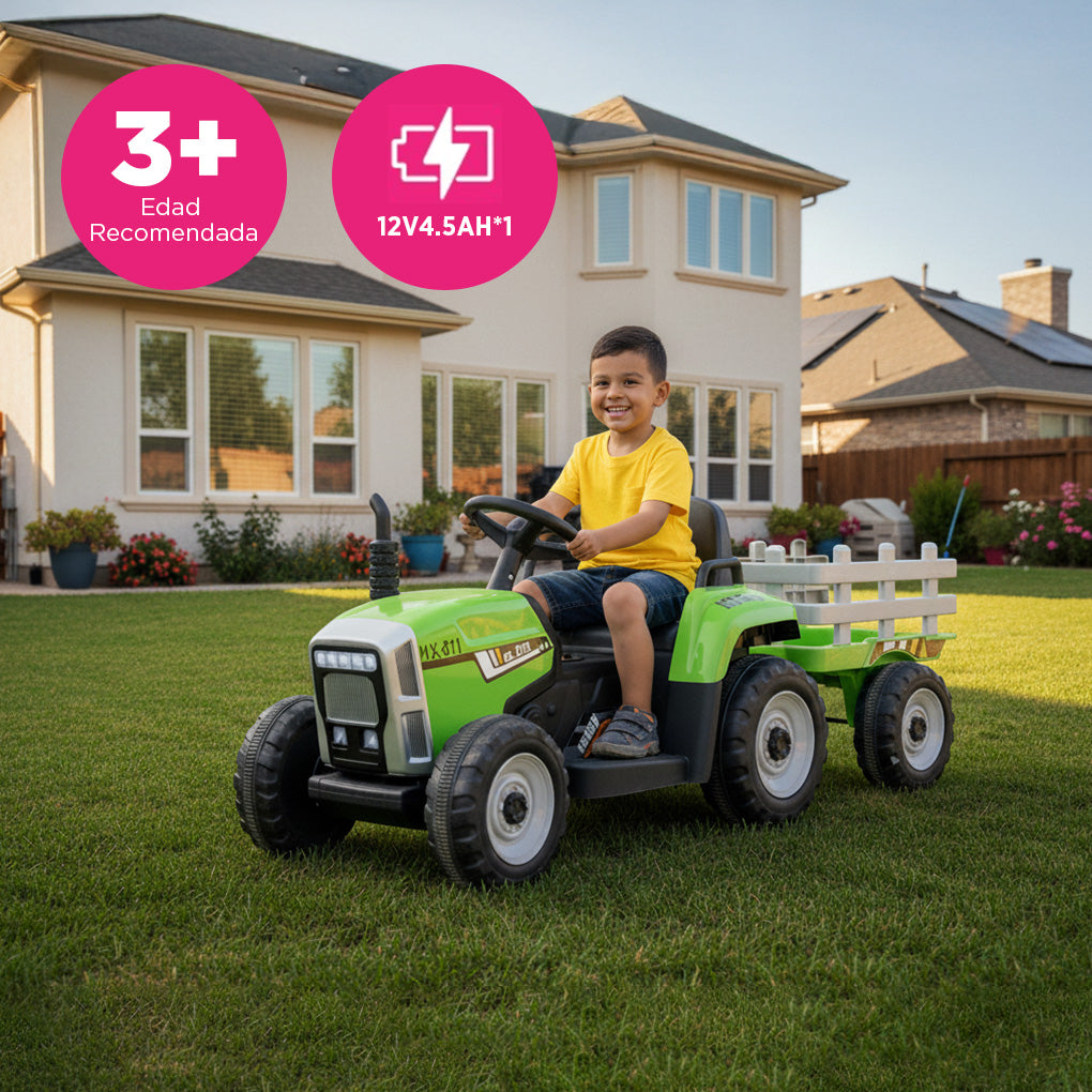 Tractor Eléctrico Montable Para Niños Batería Recargable Luz