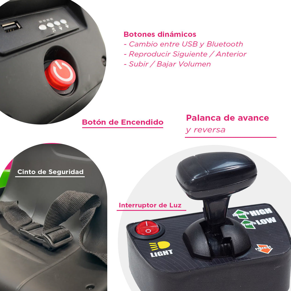 Tractor Eléctrico Montable Para Niños Batería Recargable Luz