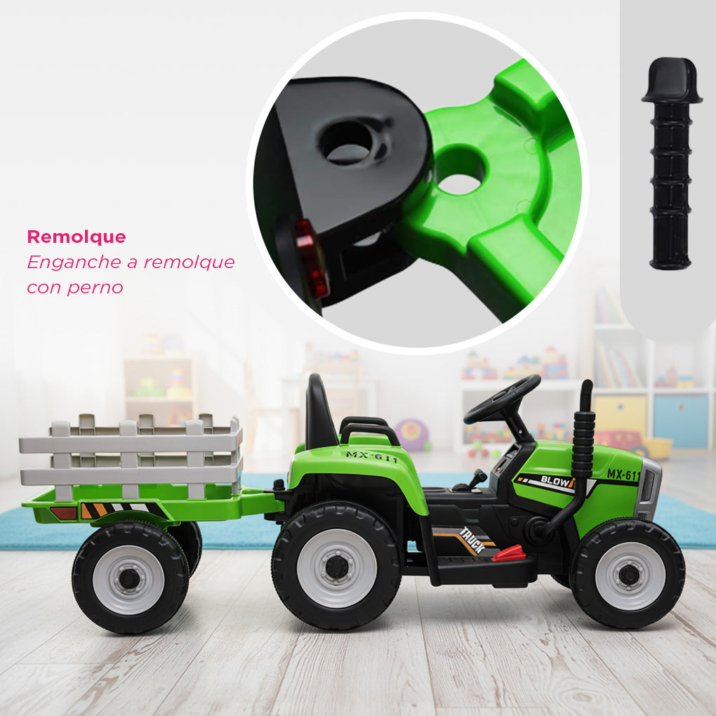 Tractor Eléctrico Montable Para Niños Batería Recargable Luz