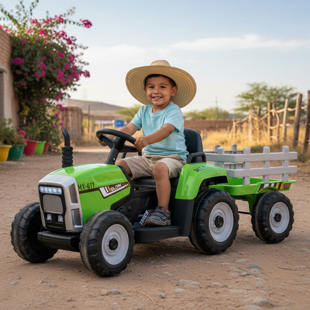 Tractor Eléctrico Montable Para Niños Batería Recargable Luz