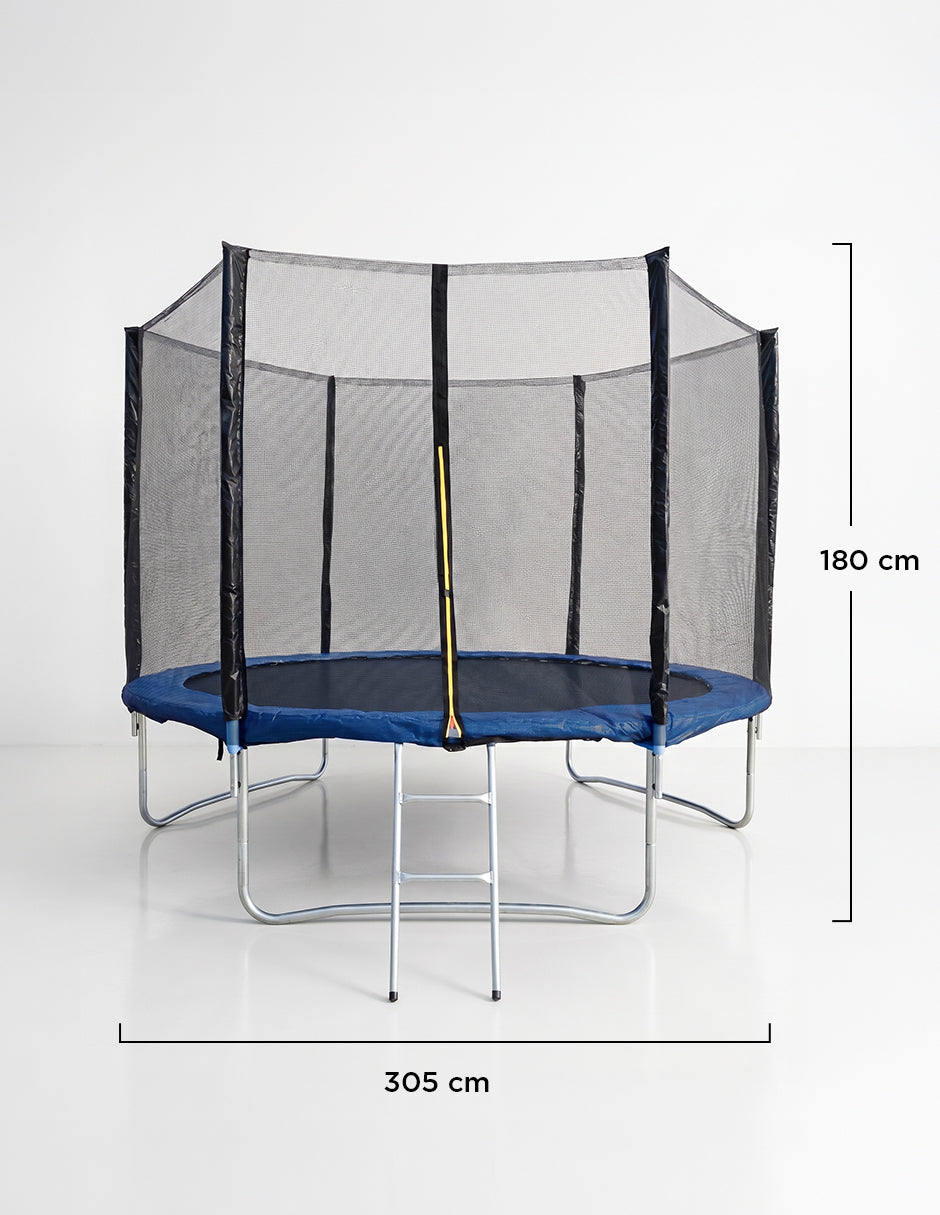 Trampolín Armable de 10 Pies con Red de Seguridad, Lona Resistente a Rayos UV y Escalera de Acceso